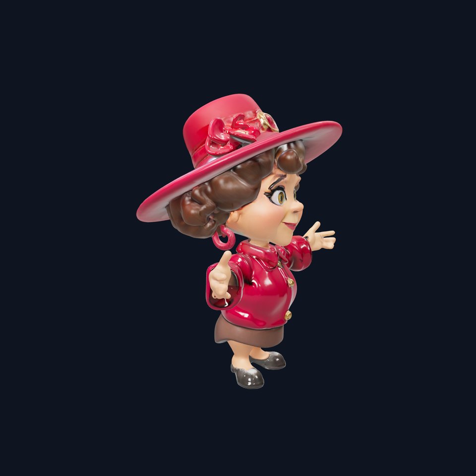 Charming Cartoon Character with Red Hat Rigged and Animated